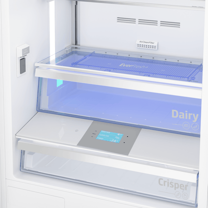 BEKO 30" Freezer Bottom Built-In Refrigerator with Auto Ice Maker and Internal Water Dispenser White - BBBF3019IMWE