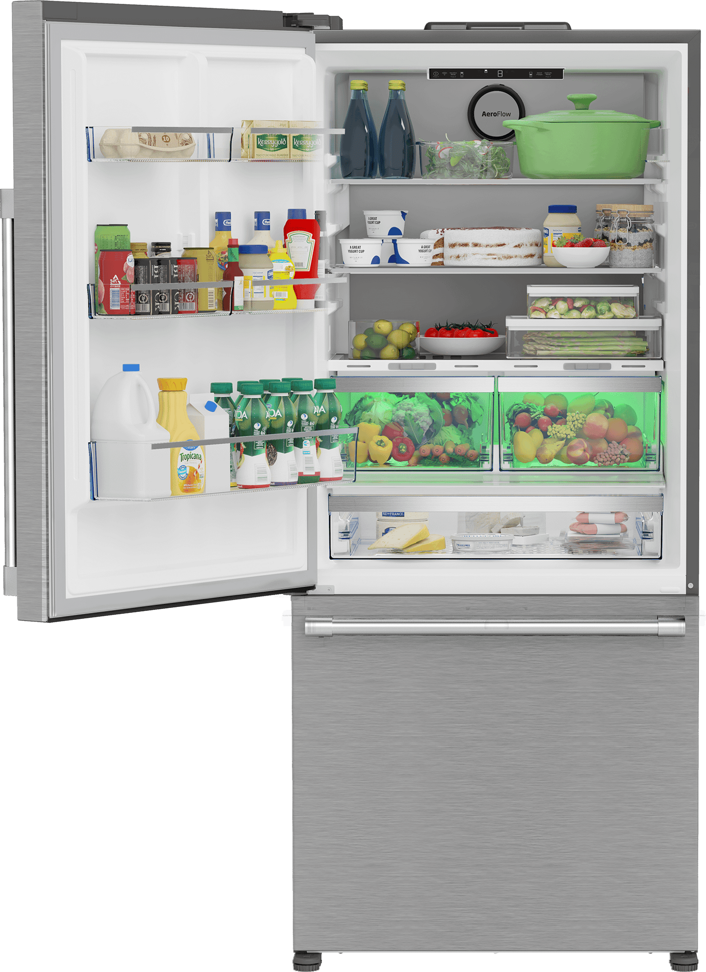 BEKO 30" Bottom Freezer Refrigerator with HarvestFresh in Stainless Steel - BFBD30216SSL