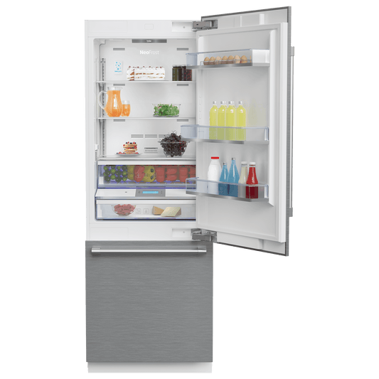 BEKO 30" Freezer Bottom Built-In Refrigerator with Auto Ice Maker and Internal Water Dispenser White - BBBF3019IMWE