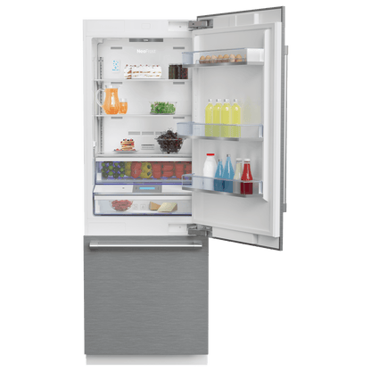BEKO 30" Freezer Bottom Built-In Refrigerator with Auto Ice Maker and Internal Water Dispenser White - BBBF3019IMWE