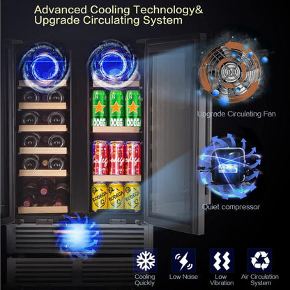 BODEGAcooler 24" Wine and Beverage Cooler Dual Zone 19 Bottles and 57 Cans