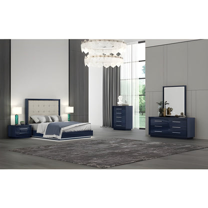 Whiteline Modern Living Alexander Bed Queen In Blue/Light Grey Colour - BQ1937