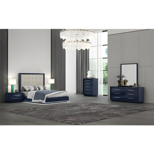 Whiteline Modern Living Alexander Bed Queen In Blue/Light Grey Colour - BQ1937