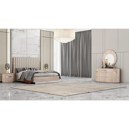 Whiteline Modern Living Waves Bed Queen In Beige Colour - BQ1753